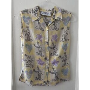 Jean Charles De Castelbajac Looney Tunes Retro Style Button Up Tank Size 40